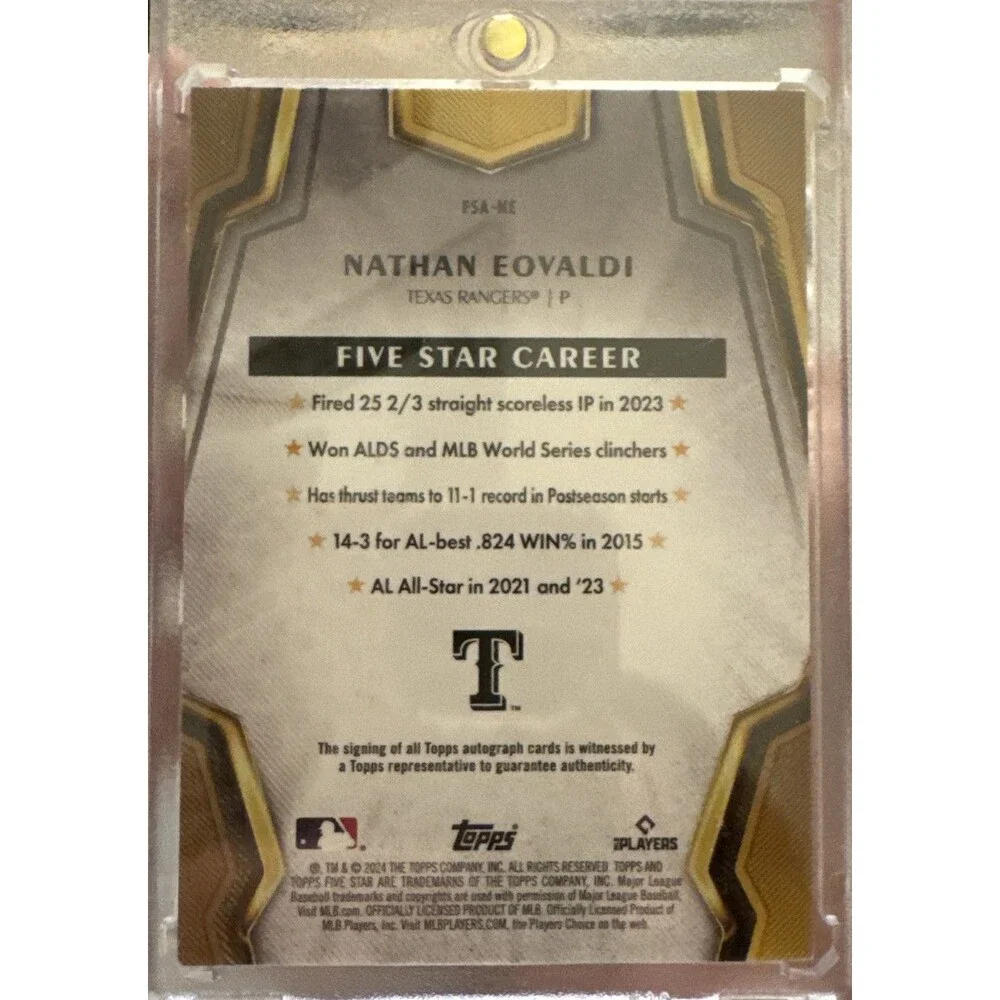 2024 Topps Five Star Nathan Eovaldi Five Star Base Autographs Texas Rangers